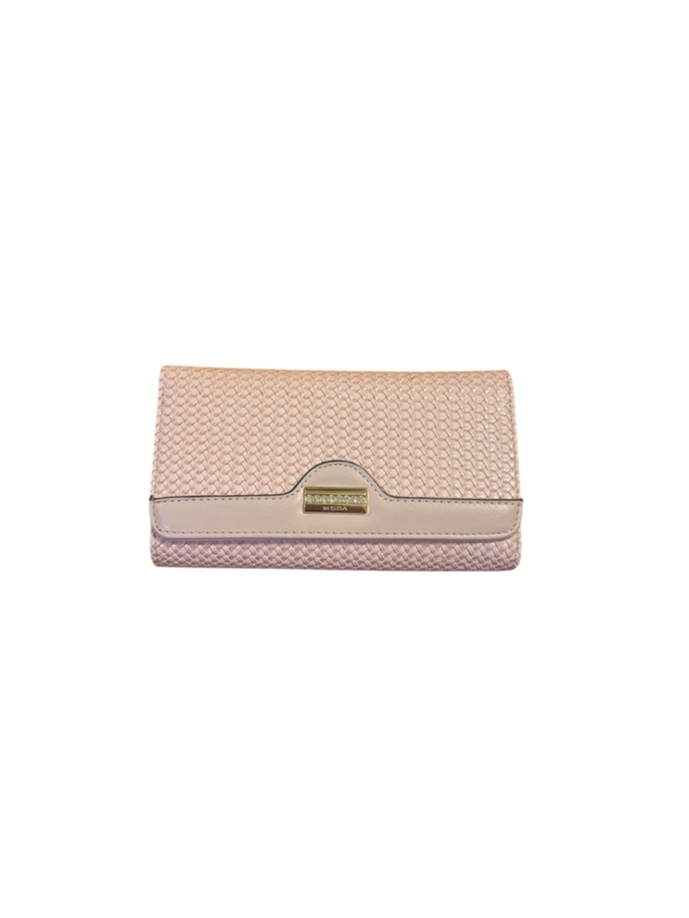 MODA Women’s Woven Leather Clutch Wallet - Light Pink